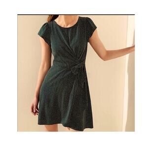 Ann Taylor Loft Dark Green Polka Dot Mini Dress Size 0 Petite